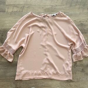 DR2 Pink Smocked Ruffled Blouse